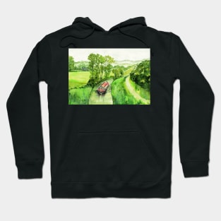 A Boat on Cromford Canal, Derbyshire Hoodie